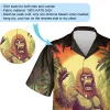 Bigfoot Unisex Hawaiian Shirts, Tropical Forest Flag Pattern Shirt, Pine Tree Printed Aloha Shirt, Casual Beach Shirt, Funny Sasquatch Shirt