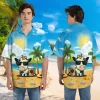 Cool Dairy Cow Unisex Aloha Beach Shirt, Animated Cattle 3d Printed Hawaiian Button Down Shirt, Summer Beach Short Sleeves, Sea Lover Clothing