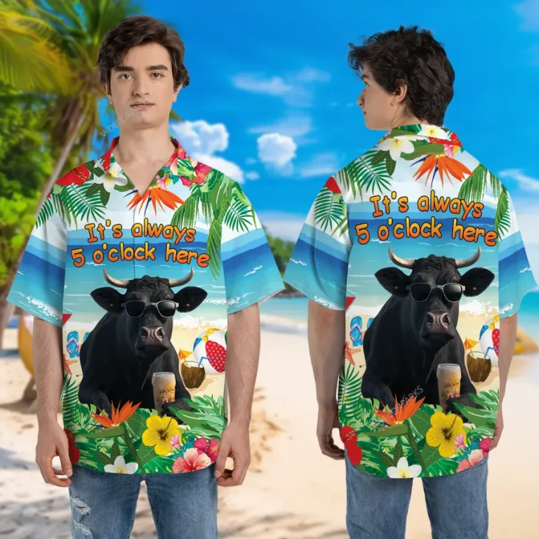 Black Bull Unisex Aloha Shirt, Hibiscus 3d Printed Hawaiian Button Down Shirt, Tropical Lover Gift, Summer Beach Shirt, Casual Clothing