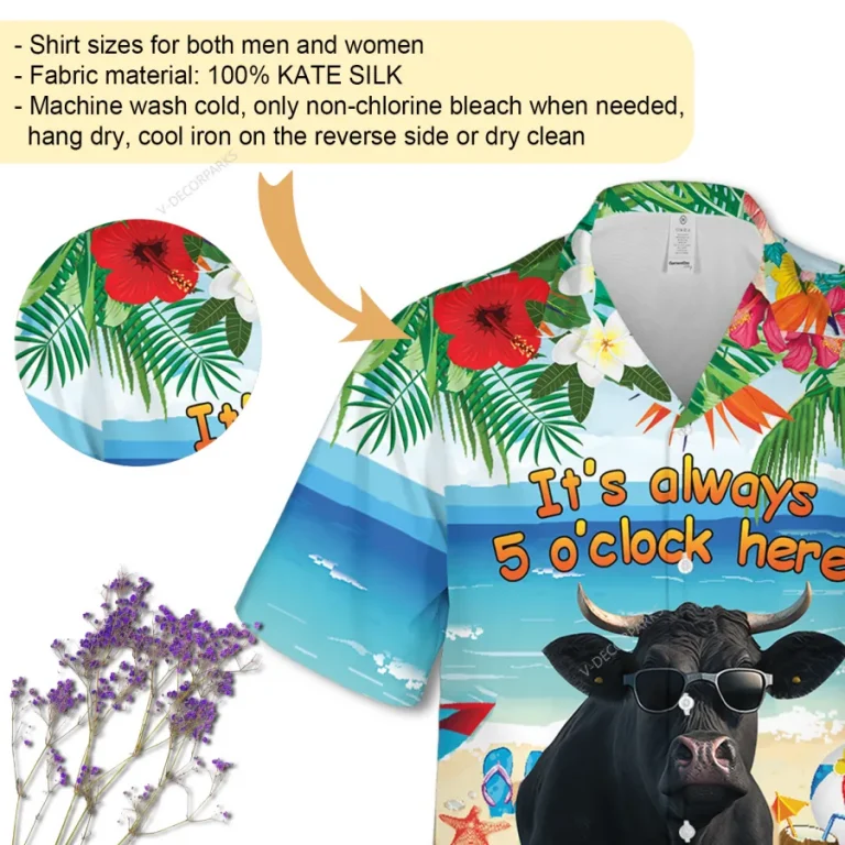 Black Bull Unisex Aloha Shirt, Hibiscus 3d Printed Hawaiian Button Down Shirt, Tropical Lover Gift, Summer Beach Shirt, Casual Clothing