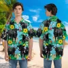Funny Black Angus Unisex Hawaiian Shirt, Farm Animal 3d Printed Aloha Button Down Shirt, Cattle Lover Gift, Floral Beach Shirt, Casual Clothing