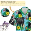 Funny Black Angus Unisex Hawaiian Shirt, Farm Animal 3d Printed Aloha Button Down Shirt, Cattle Lover Gift, Floral Beach Shirt, Casual Clothing
