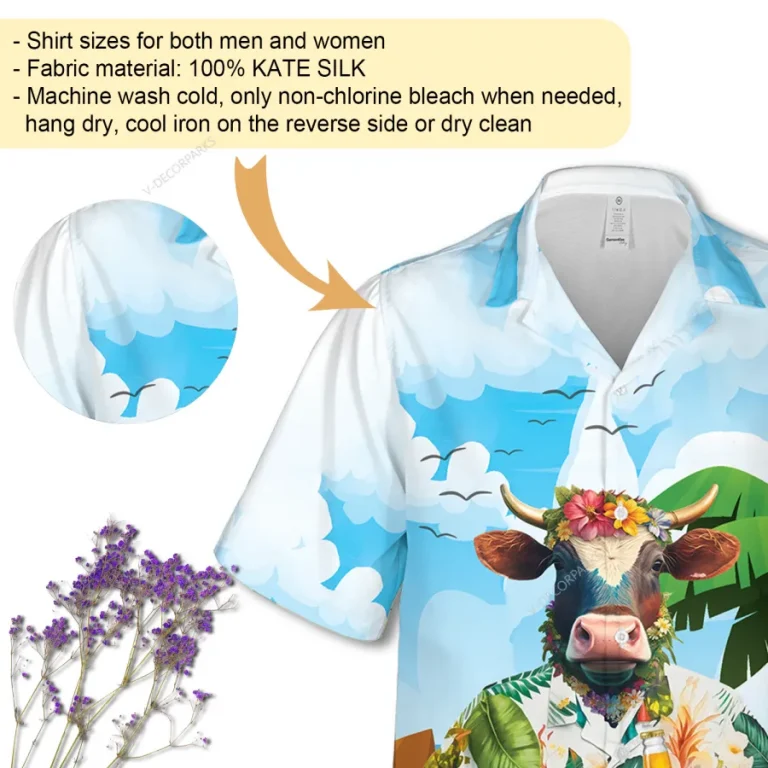 Cool Dairy Cow Unisex Aloha Beach Shirt, Beer 3d Printed Hawaiian Button Down Shirt, Summer Beach Short Sleeves, Sea Lover Clothing