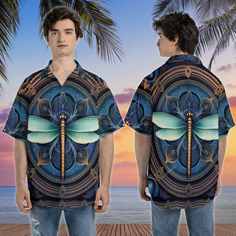 Dragonfly Lover Unisex Hawaii Shirt, Holy Sign Aloha Button Down Short Sleeve, Family Matching Clothing, Summer Beach Shirt