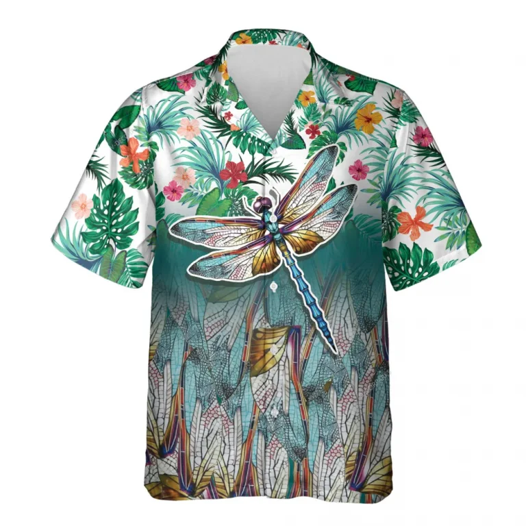 Dragonfly 3d Printed Unisex Hawaii Shirt,tropical Hibiscus Aloha Button Down Short Sleeve, Insect Wings Printed Clothing, Beach Shirt