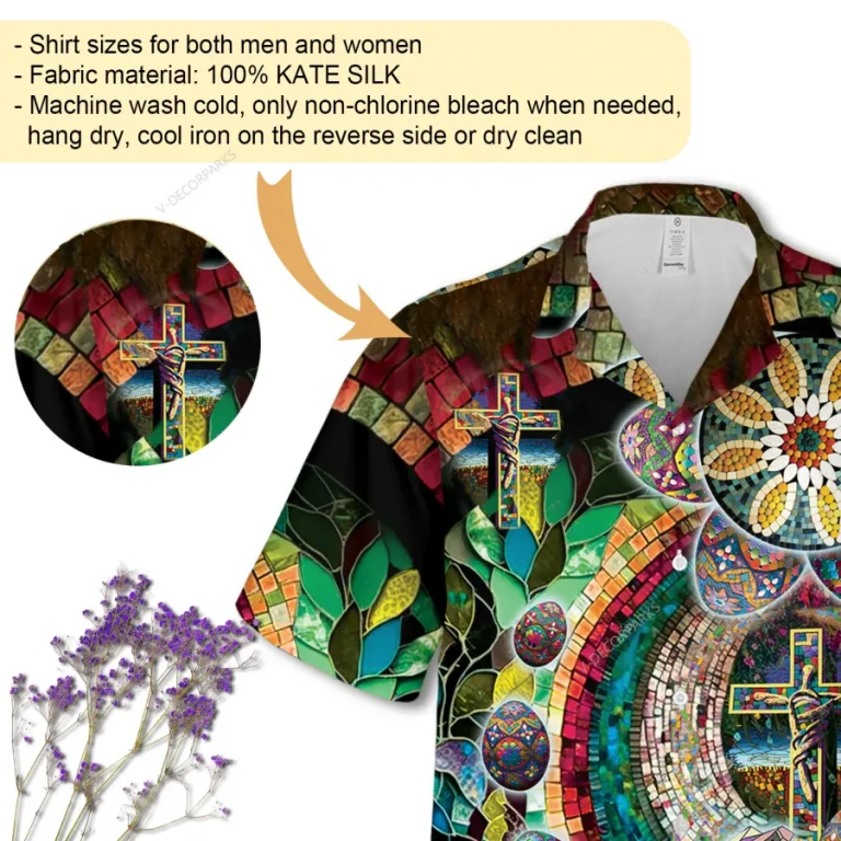 Easter Rabbit Unisex Hawaiian Shirts, Holy Cross Unisex Aloha Short Sleeves, Summer Beach Shirt, Floral Pattern Clothing, Hologram Shirt