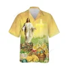 Jesus Garden Hawaiian Shirts For Men And Women, Happy Easter Unisex Aloha Short Sleeves, Bunny Lover Printed Shirt, Holy Cross Top
