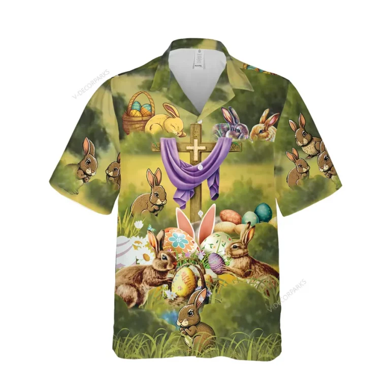 Jesus Resurrection Easter Hawaiian Shirts, Hare Garden Unisex Aloha Short Sleeves, Festival Clothing For Men And Women, Easter Egg Pattern