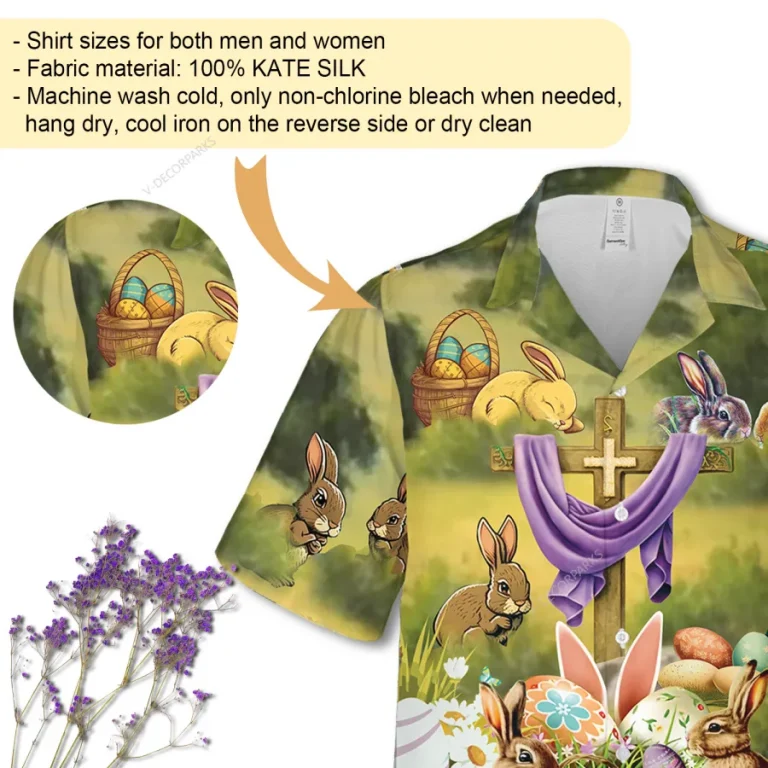 Jesus Resurrection Easter Hawaiian Shirts, Hare Garden Unisex Aloha Short Sleeves, Festival Clothing For Men And Women, Easter Egg Pattern