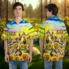 Happy Easter Rabbit Hawaiian Shirts For Men And Women, Sunflower Patterned Unisex Aloha Short Sleeves, Festival Clothing, Animal Lover Patterned Top