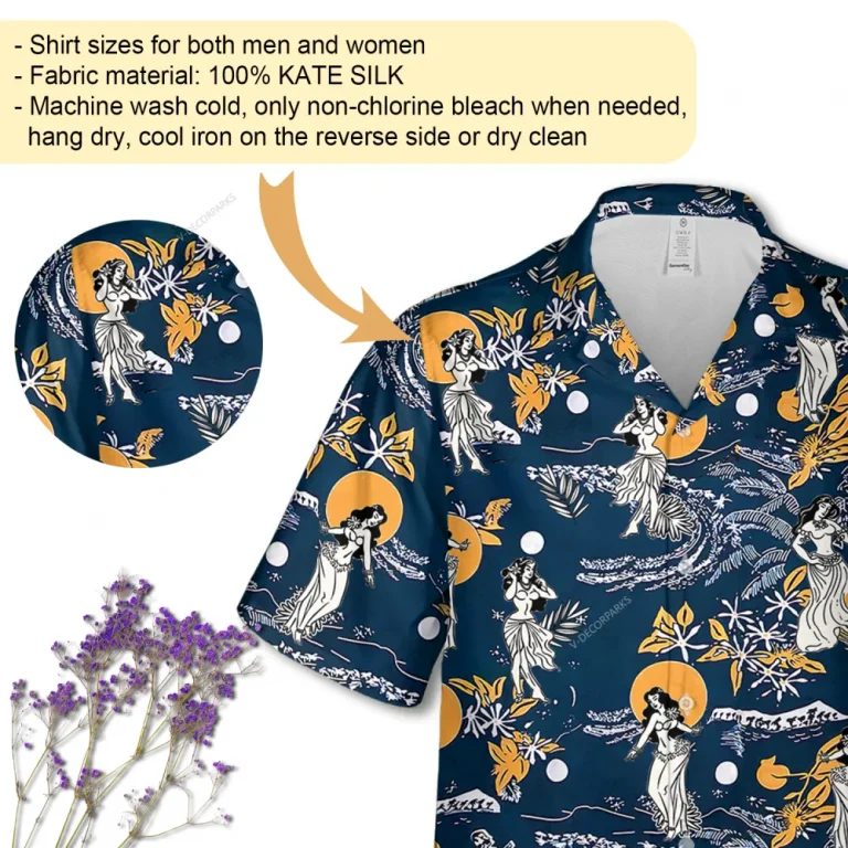 Vintage Hula Girl Hawaii Shirt, Tropical Beach Printed Short-sleeve, Unisex Aloha Shirt, Retro Island Patterned Summer Clothing