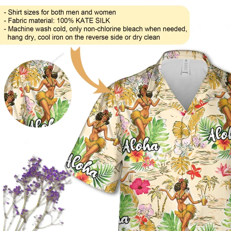 Beautiful Hula Dancer Unisex Hawaii Shirt, Tropical Hibiscus Printed Aloha Beach Shirt, Sea Summer Clothing, Dance Lover Gift