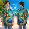 Mosaic Mermaid Unisex Hawaiian Shirts, Undersea Maiden 3d Pattern Shirt, Ceramic Printed Aloha Shirt, Aesthetic Shirt