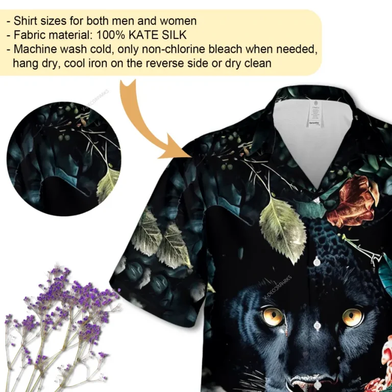 Jungle Panther Unisex Hawaiian Shirt, In The Wood Aloha Beach Short Sleeve, Funny Tropical Shirt, Summer Trip Clothing, Shirt For Men And Women