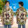 Raccoon & Beer Unisex Hawaiian Shirt, Animal Printed Aloha Button Down Shirt, Beer Pattern Shirt, Funny Clothing, Family Matching Shirt