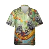 Raccoon Family Unisex Hawaiian Shirt, Fruity Hammock Printed Aloha Button Down Shirt, Tropical Pattern Shirt, Funny Clothing, Summer Beach Shirt