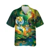 Tiger Resting In The Forest Hawaiian Shirts For Men, Tree Lover Button Down Short Sleeve, Hawaii Men's Wear Collection, Aloha Printed Clothing