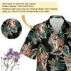 Wandering Bengal Tiger Men's Hawaii Shirt, Tropical Leaves Aloha Button Down Shirts, Animal Patterned Short Sleeve, Nature Lover Clothing