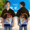 Austere Wild Tiger Hawaiian Shirts For Men, Tiger Light A Flame Aloha Button Down Short Sleeve, Wild Life Inspried Men's Hawaiian Shirt