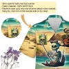 Tropical Skeleton Unisex Hawaiian Shirts, Sea Trip Button Down Shirt, Octopus Pattern Shirt, Funny Desert Hawaii Clothing, Sea Lover Gift