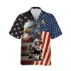 Us Soldier And Eagle Unisex Hawaiian Shirts, American Flag Button Down Shirt, Patriot Gifts, Birth Lover Printed Clothing, 4th Of July Gift