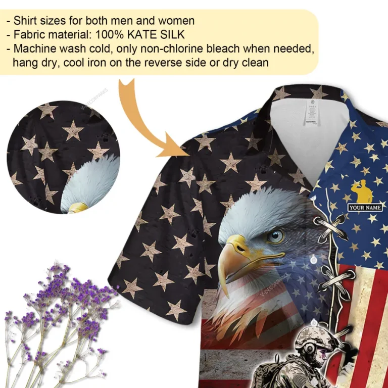 Us Soldier And Eagle Unisex Hawaiian Shirts, American Flag Button Down Shirt, Patriot Gifts, Birth Lover Printed Clothing, 4th Of July Gift