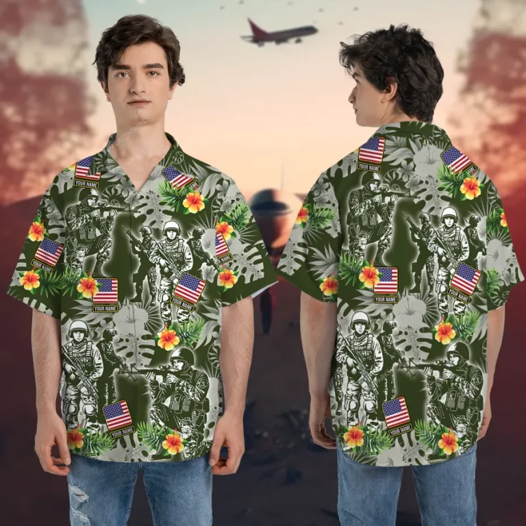 Us Army Hawaiian Shirts For Men And Women, Soldier Unisex Aloha Button Down Short Sleeve, Tropical Patterned Shirt, Summer Clothing
