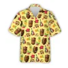 Tiki Mask Taco Hawaiian Shirts, Mexican Themed Summer Beach Shirts, Cinco De Mayo Aloha Shirts, Mexican Culture Button Down Short Sleeve Hawaii Shirts