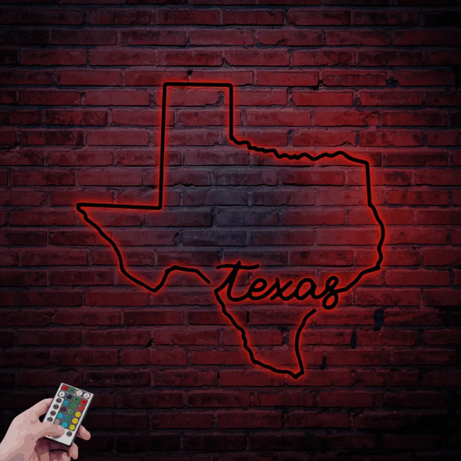 Texas Sign With Led Lights, Texas State Sign Wall Art, Texas Metal Wall Art, Outline Of Texas Wall Art, Texas Metal Art, Texas Decor