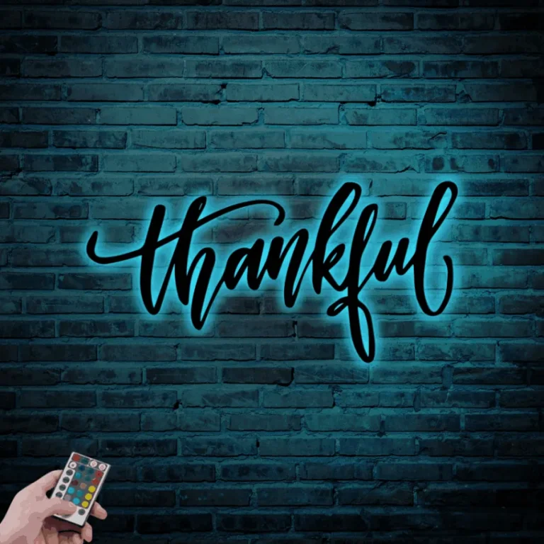 Thankful Metal Sign With Led Lights, Thankful Metal Wall Art, Be Thankful Sign, Thankful Wall Art, Thanksgiving Decor, Thankful Wall Decor Metal Sign