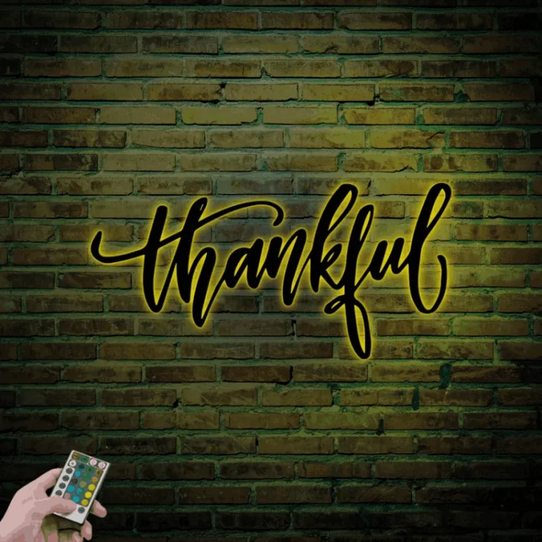 Thankful Metal Sign With Led Lights, Thankful Metal Wall Art, Be Thankful Sign, Thankful Wall Art, Thanksgiving Decor, Thankful Wall Decor Metal Sign