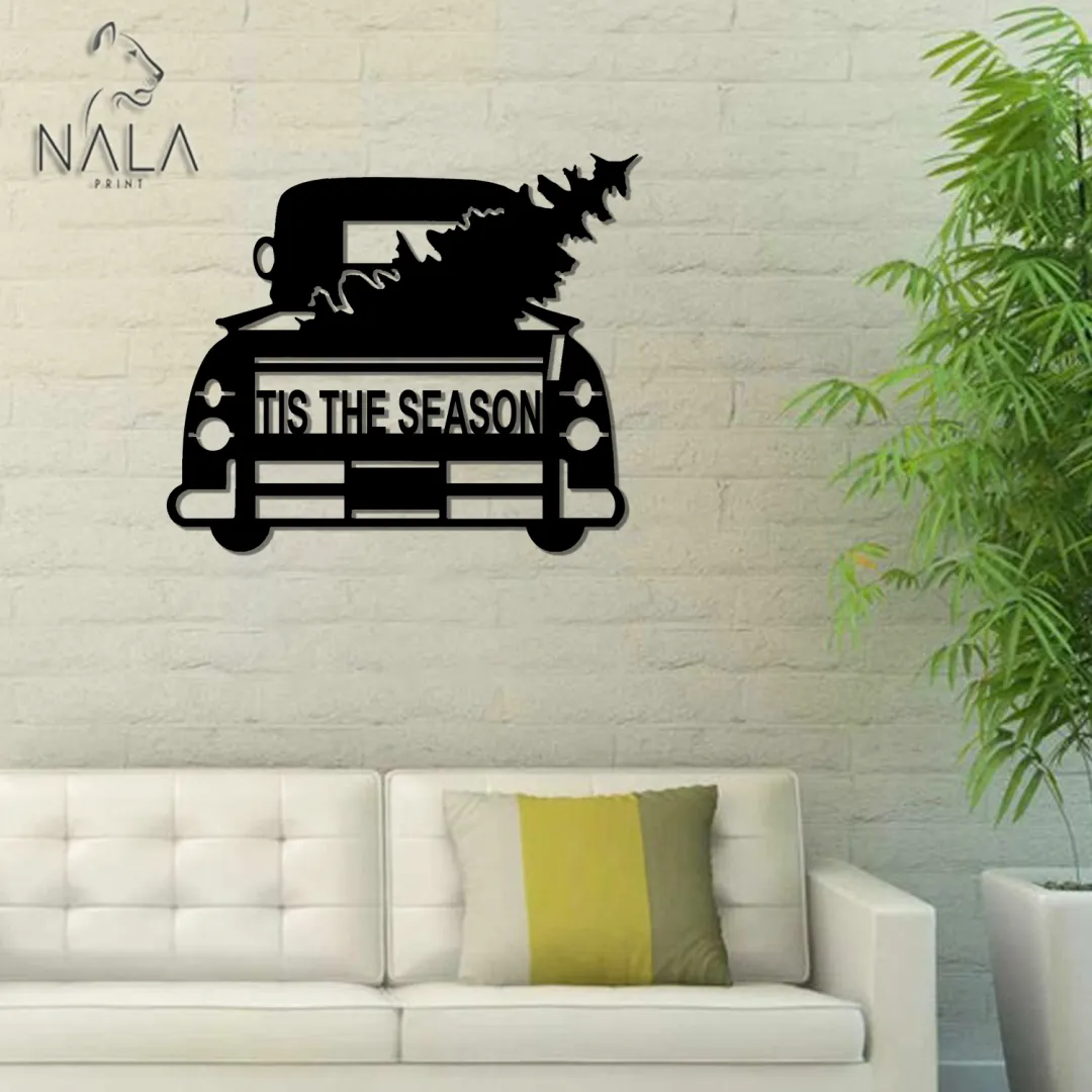 Tis-The_2520Season3_443bc6d6-27ad-4dc5-882a-65908813bd7a.webp Tis The Season Truck Cut Metal Sign, Christmas Wall Art Decor, Xmas Wall Hanging, Perfect For Christmas