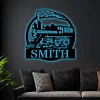 Train Custom Metal Sign With Led Lights, Personalized Train Sign, Train Wall Decor, Custom Metal Name Sign