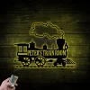 Train Metal Sign With Led Lights - Metal Wall Decor, Custom Metal Name Sign, Custom Train Sign,railroad Sign, Railway Sign, Train Room, Train Decor