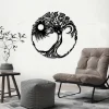 Tree Of Life With Sun And Moon Metal Wall Art With Led Light Day And Night Celtic Tree Sign Home Decor Celestial Sun And Moon Decoration