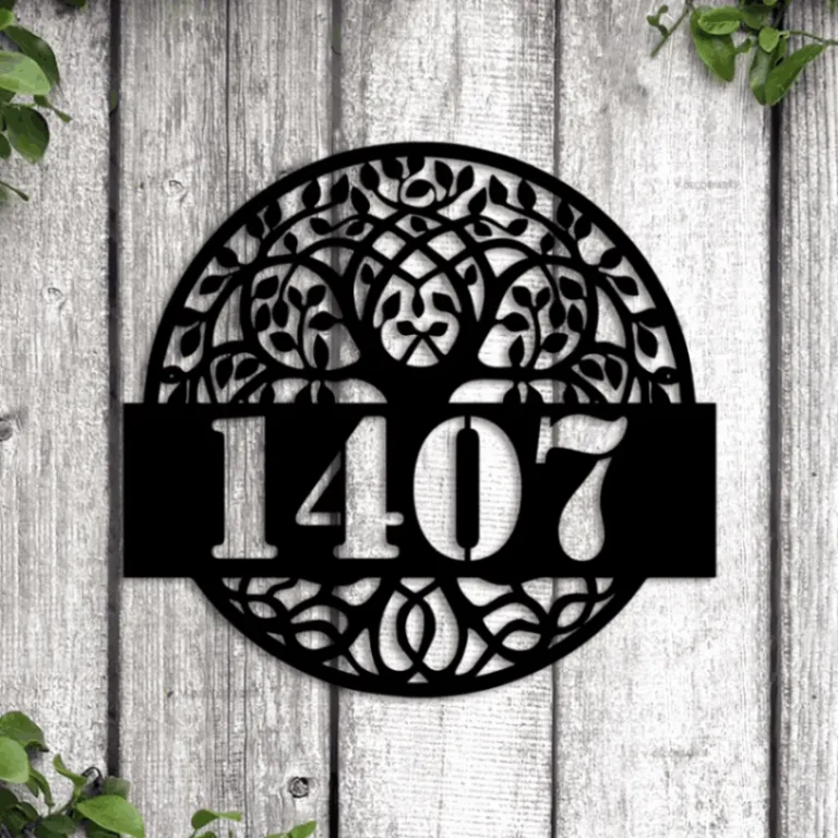 Tree Of Life Address Sign With Led Lights, Custom Metal Address Sign, Metal House Numbers, Metal Address Plaque, Front Porch Sign, Address Number Sign