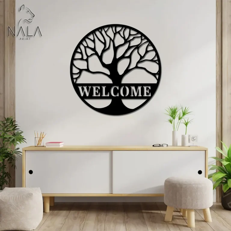 Tree Of Life Welcome Metal Wall Art, Tree Design Metal Sign, Family Wall Hanging, Welcome Sign, Housewarming Gift