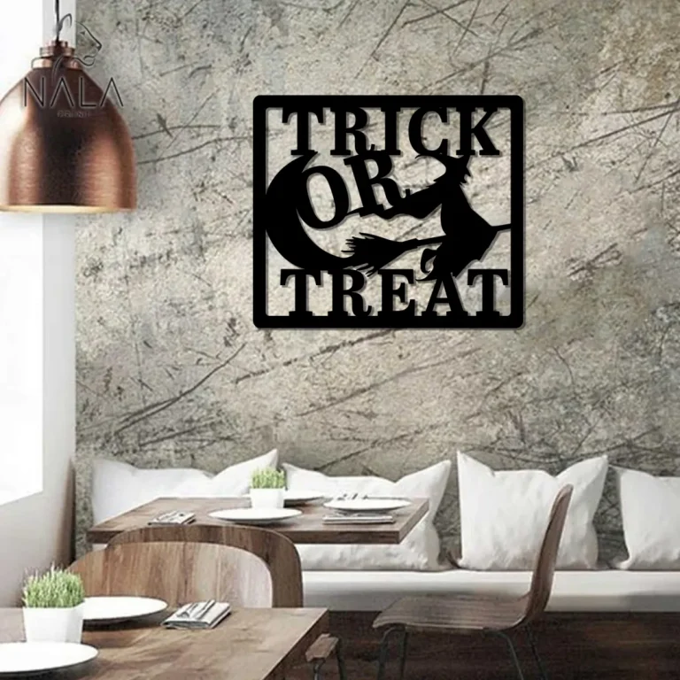 Trick Or Treat Witch Moon Metal Sign, Halloween Wall Decor, Witch Metal Wall Art, Perfect Decoration For Halloween