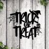 Trick Or Treat Sign With Led Lights, Halloween Metal Sign Custom Halloween Sign, Halloween Front Porch Sign, Trick Or Treat Metal Sign