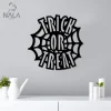 Trick Or Treat Halloween Spider Web Metal Sign, Halloween Wall Art Decor, Wall Hanging, Metal Art Decor, Perfect For Halloween