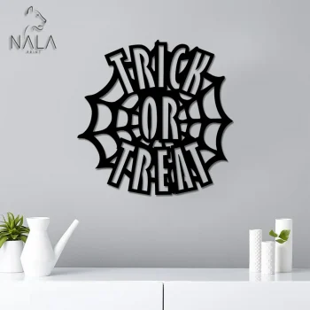 Trick Or Treat Halloween Spider Web Metal Sign, Halloween Wall Art Decor, Wall Hanging, Metal Art Decor, Perfect For Halloween