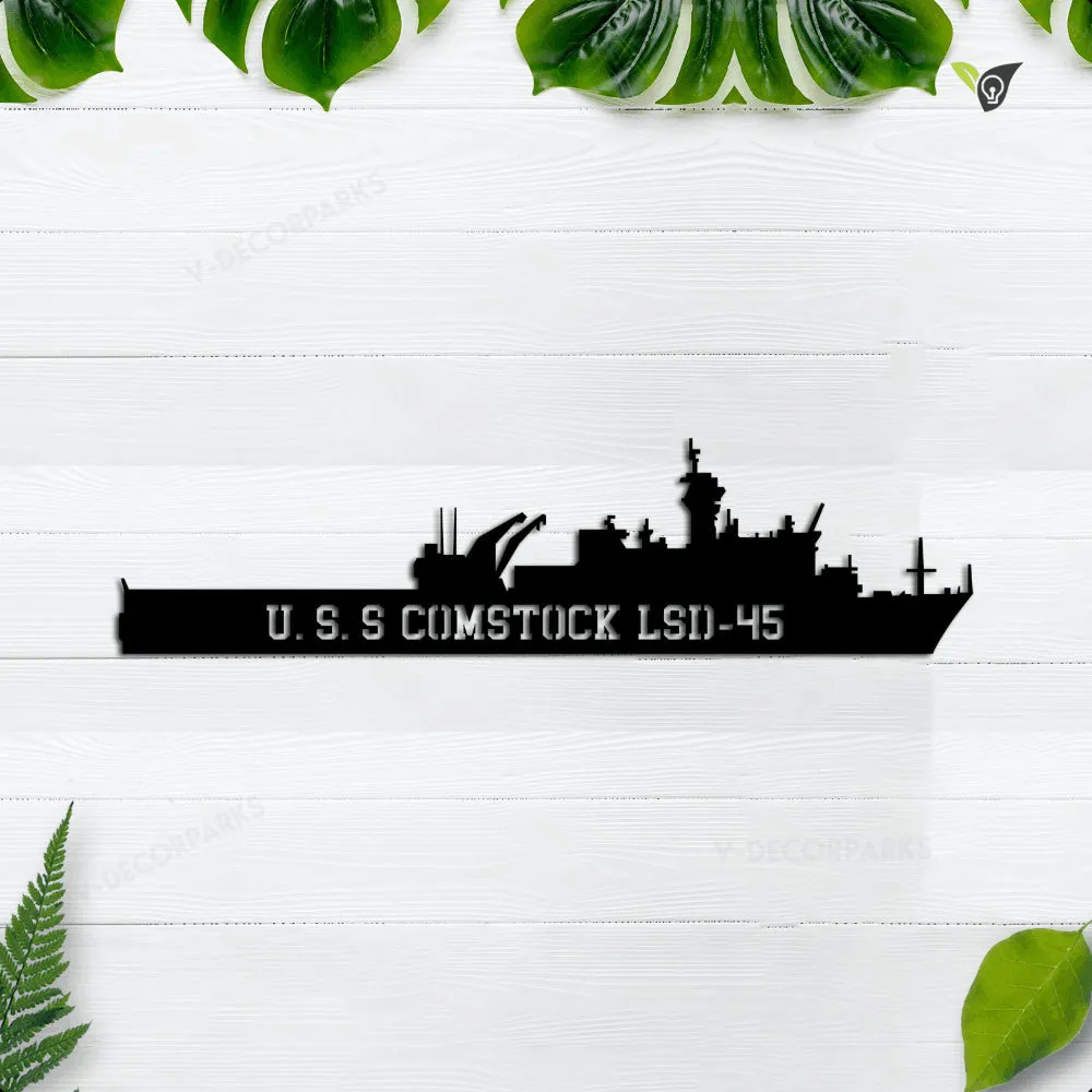 U.S.S-COMSTOCK-LSD-45.webp Uss Comstock Lsd-45 Metal Wall Art, Custom Us Navy Ships Metal Sign, Metal Veteran Decor, Navy Gift, Decor Decoration