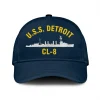 U.s.s. Detroit Cl-8 Classic Cap, Custom Print/embroidered Us Navy Ships Classic Baseball Cap, Gift For Navy Veteran