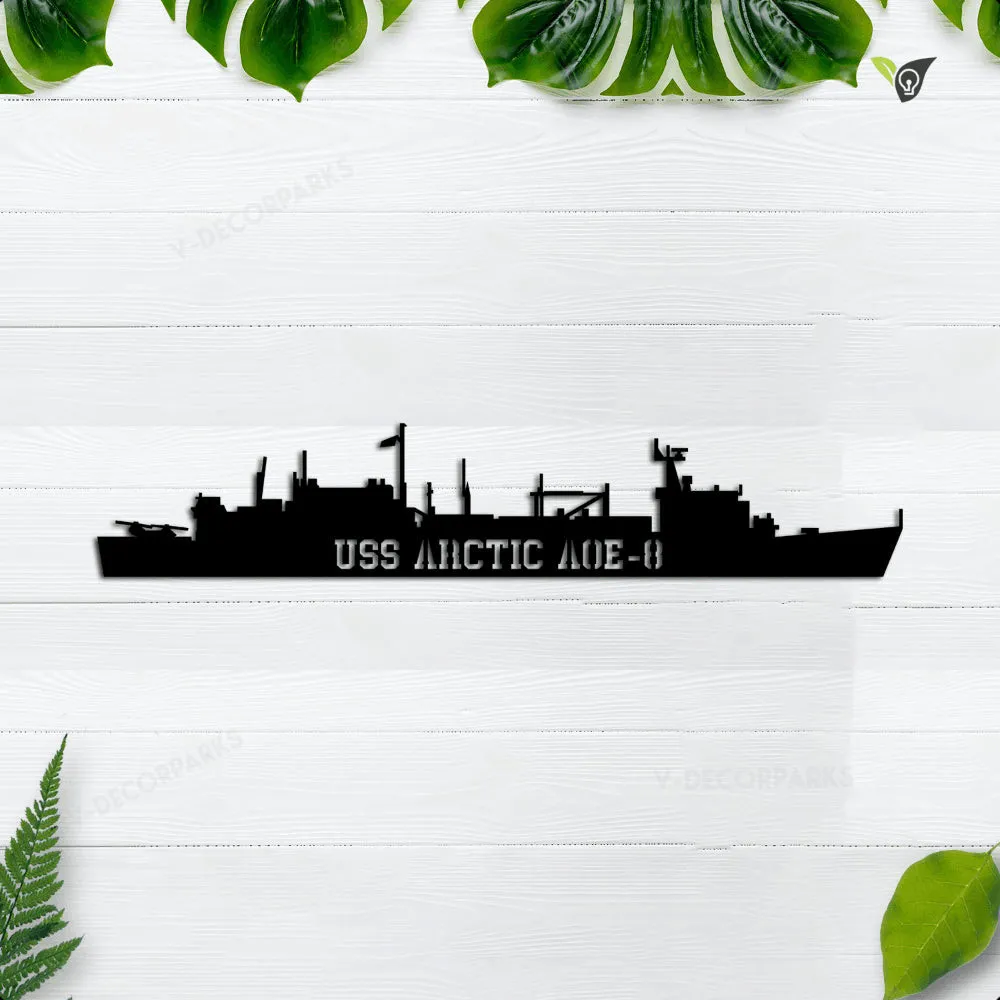 USS-ARCTIC-AOE-8.webp Uss Arctic Aoe-8 Metal Wall Art, Custom Us Navy Ships Metal Sign, Metal Veteran Decor, Navy Gift, Decor Decoration