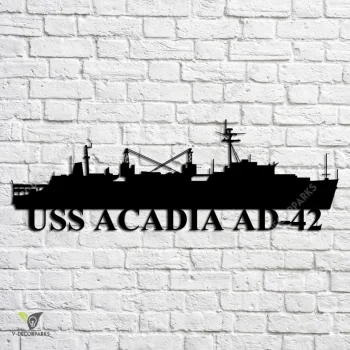 Uss Acadia Ad-42 Navy Ship Metal Art, Navy Ships Silhouette Metal Gift For Navy Veteran, Custom Us Navy Ship Metal Sign