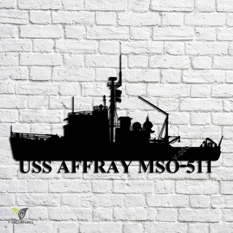 Uss Affray Mso-511 Navy Ship Metal Art, Navy Ships Silhouette Metal Gift For Navy Veteran, Custom Us Navy Ship Metal Sign