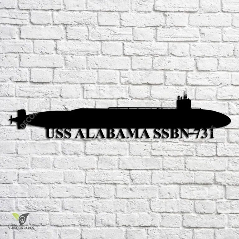 Uss Alabama Ssbn 731 Navy Ship Metal Art, Navy Ships Silhouette Metal Gift For Navy Veteran, Custom Us Navy Ship Metal Sign