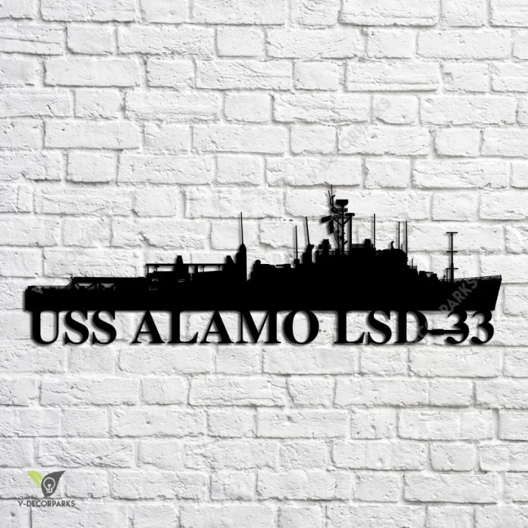 Uss Alamo Lsd-33 Navy Ship Metal Art, Navy Ships Silhouette Metal Gift For Navy Veteran, Custom Us Navy Ship Metal Sign