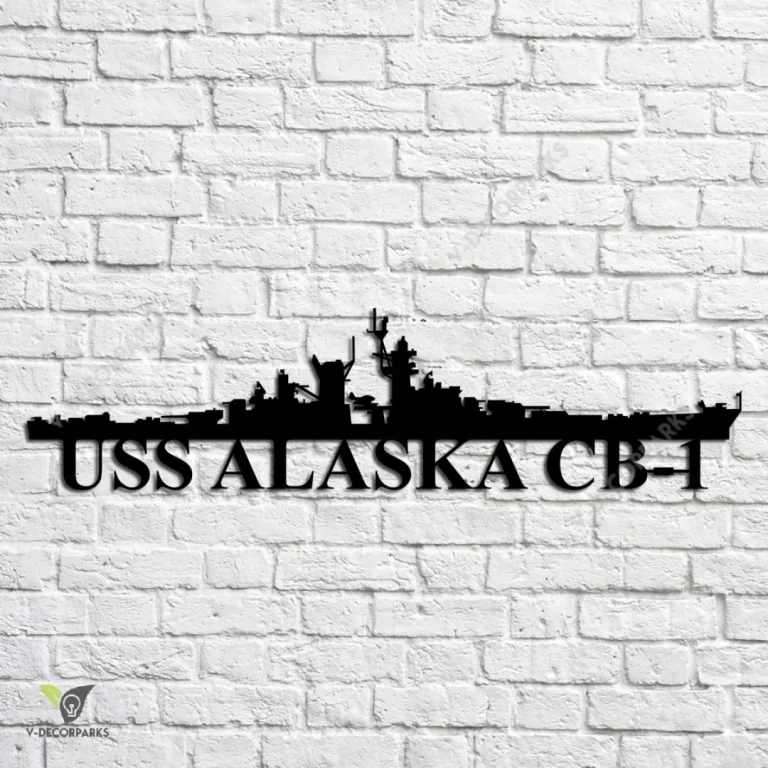 Uss Alaska Cb-1 Navy Ship Metal Art, Navy Ships Silhouette Metal Gift For Navy Veteran, Custom Us Navy Ship Metal Sign