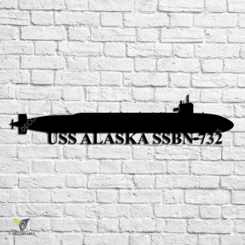 Uss Alaska Ssbn-732 Navy Ship Metal Art, Navy Ships Silhouette Metal Gift For Navy Veteran, Custom Us Navy Ship Metal Sign